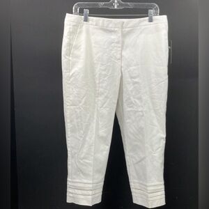 Zac & Rachel Womens White Pockets Straight Leg Cropped Pants Size 10 NWT